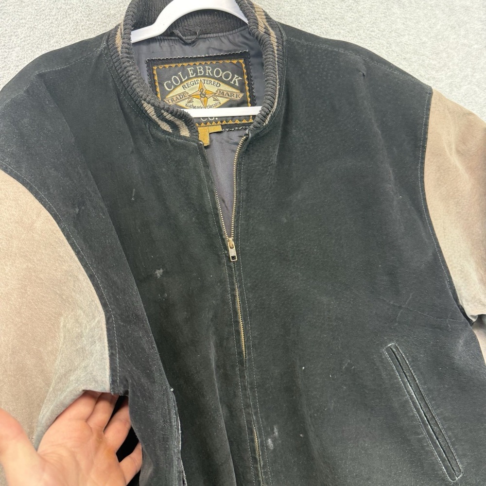 Vintage 90s Colebrook Suede Leather Varsity Bomber Jacket Size Large Letterman - Picture 5 of 9